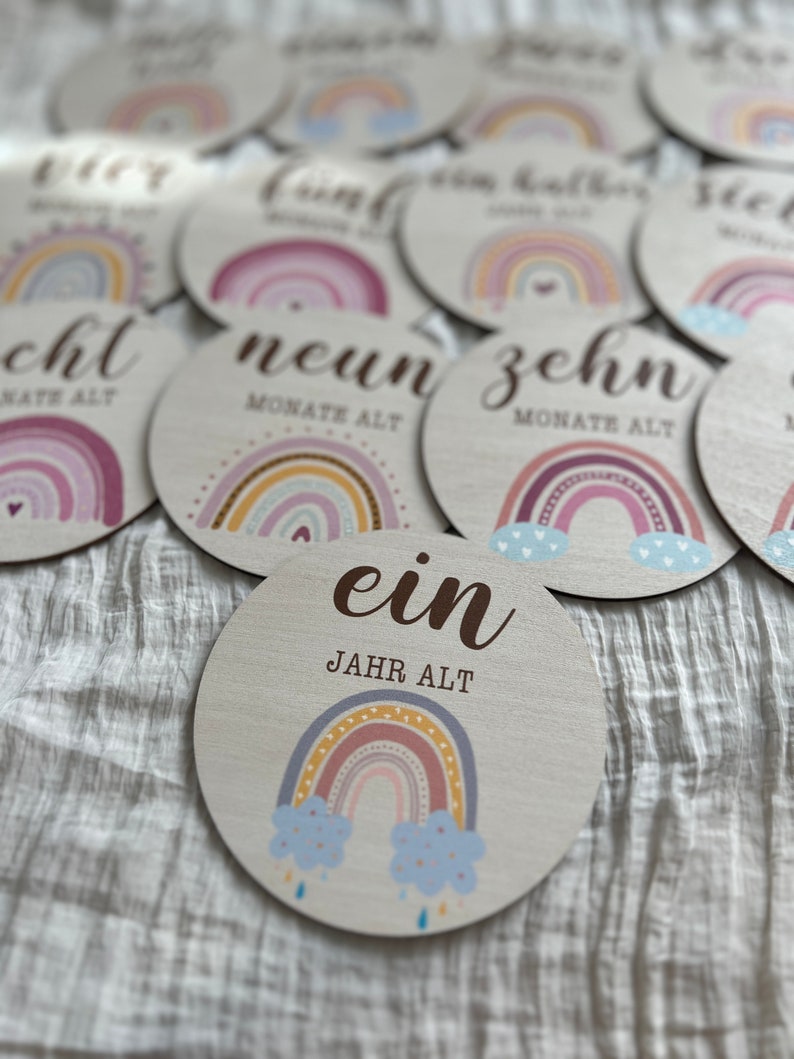 Wooden Milestone Cards Set "rainbow" | Baby Milestones Printed ...