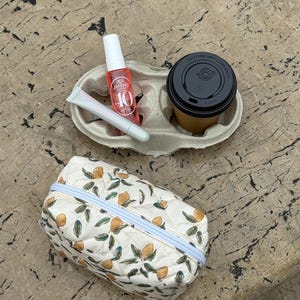 Cotton cosmetic bag "Lemon Curd" | Quilted bag | Makeup bag | Lemons | Handmade makeup bag | S & L image 2