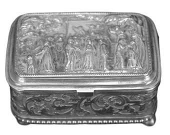 French Antique Embossed Silver Trinket Box 19th