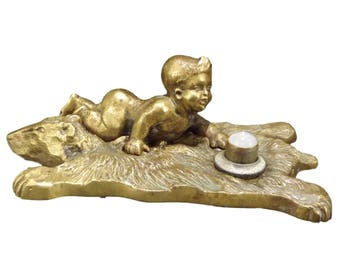 Rare French Art Nouveau Bronze Buzzer Bell Desk gift