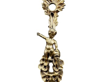 Antique French Bronze Angel Putto Door Back Plates Knob 18th Gift for him