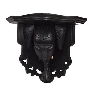 French Antique Architectural Carved Wood Wall Shelf Elephant 19th