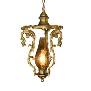 Vintage Gothic Bronze Lantern Griffin Chandelier Chimera, Lantern