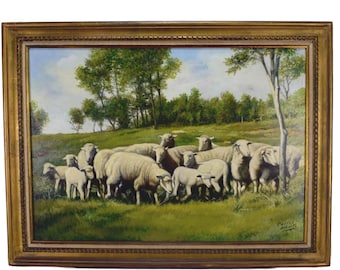 1940's Carlos Alberto French Vintage Oil Painting on Canvas Signed