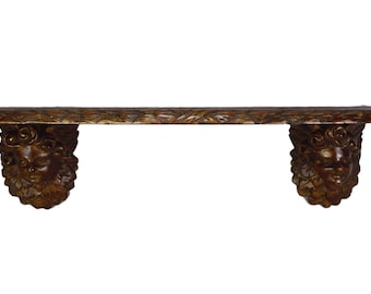 18th Italian Antique Carved Gilt Wood Angels Wall Bracket Corbels