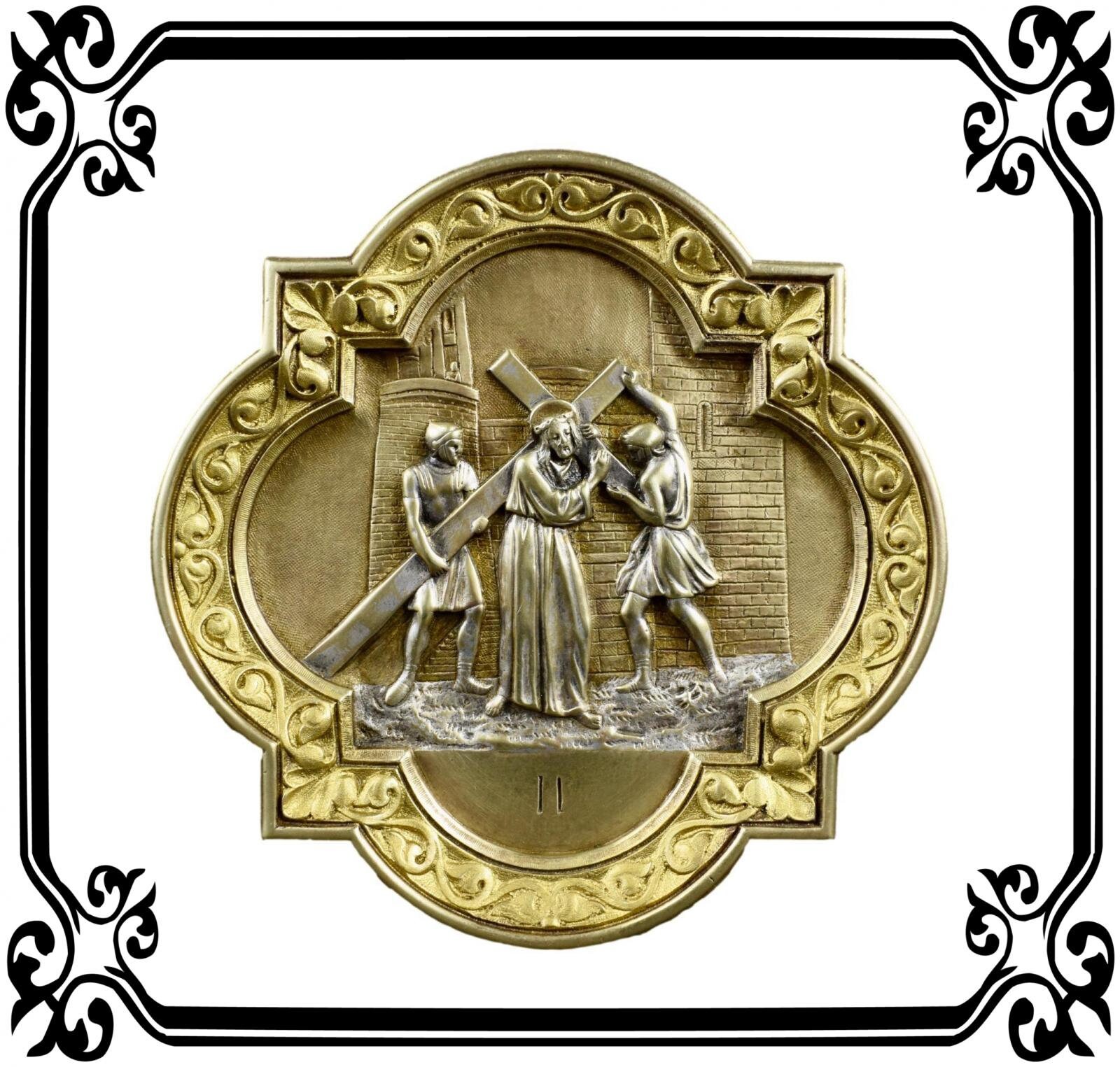 Français Antique Bronze Religious Station 19Ème