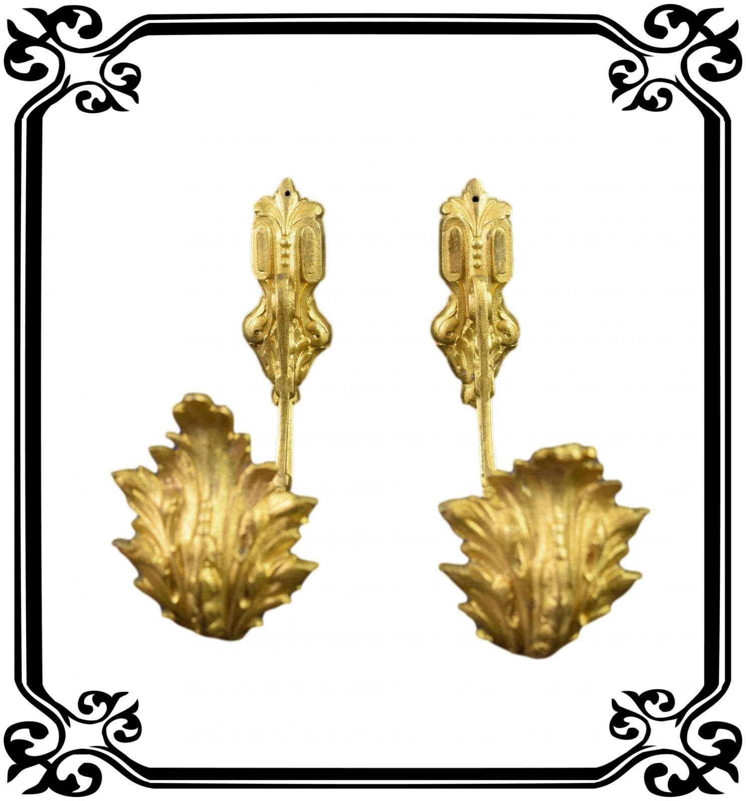 Vintage Français Paire de Louis Xv Rococo Style Gild Bronze Tiebacks Holdbacks