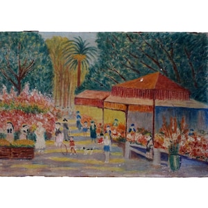 1910&#39;s French Impressionnist Oil Painting South of France Provence, Wall art Gift decor
