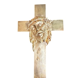 French Antique Large bronze Crucifix, Representation of Christ, Religious Gift, 19th