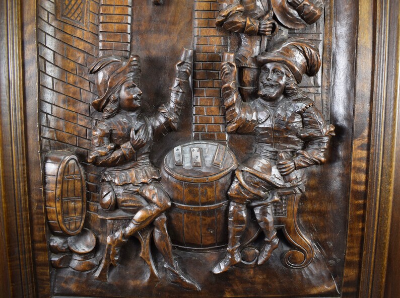 French Antique Middle Ages Hand Carved Walnut Wood Door Panel Etsy
