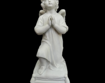 French Antique Statue Angel Porcelain Biscuit Ceramic 19th