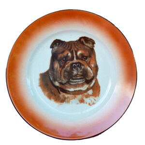 Dog Wall Large Plate - French Decorative Porcelain Plate - Bulldog Portrait - Hunting Game