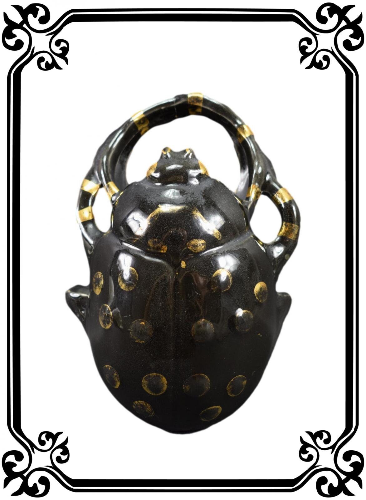 Vintage Français Antique Fives Lille de Bruyn Majolica Pot de Fleurs Beetle