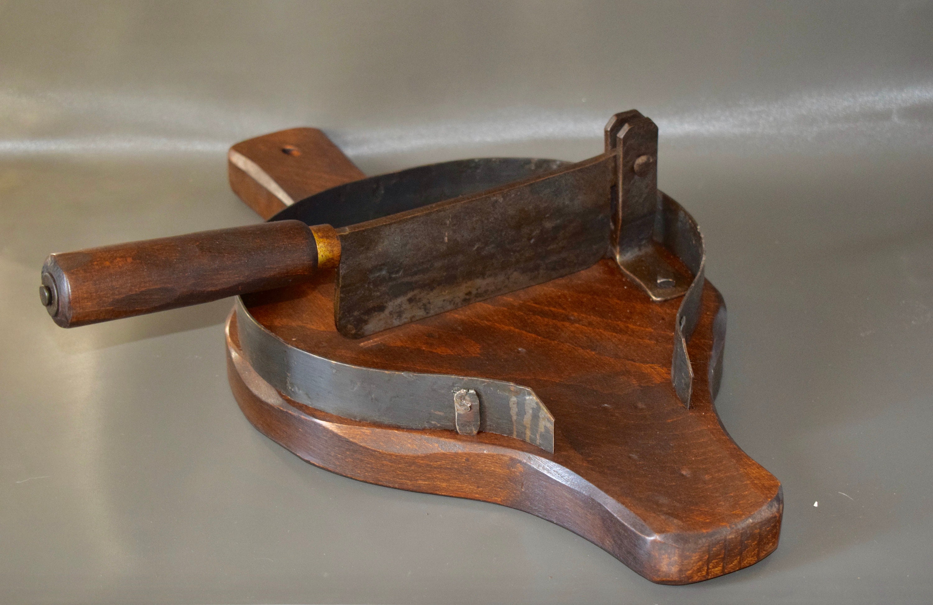 Français Ancien Coupe Du Bois à Découper Planche Bloc avec Couteau Pour La Découpe de Viande Fromage