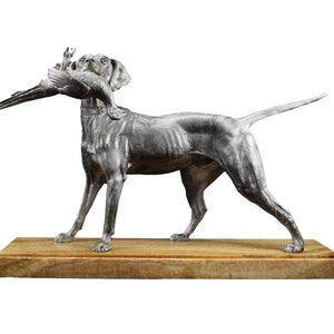 C.MASSON Gran escultura francesa de perro de caza, figura de animal vintage
