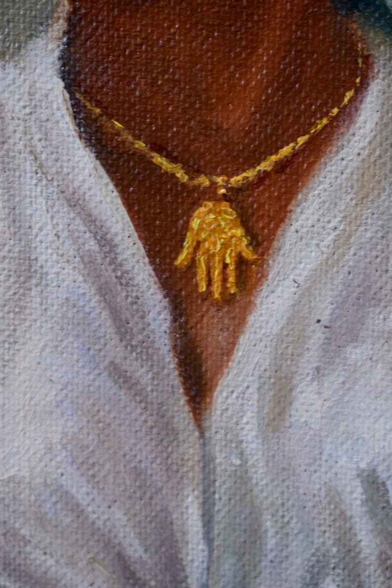 Français Peinture à lhuile orientaliste sur toile Portrait dune femme Main de Fatma image 4