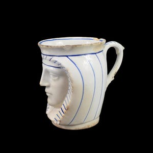 Antique Faience Chocolate Cup Pharaoh 19th