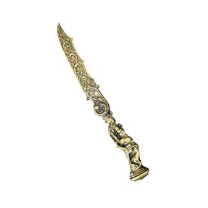 Abrecartas de bronce con forma de cuchillo de papel francés, perro de caza tallado, regalo para él