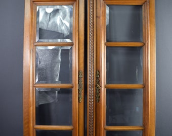 Architectural Pair of Antique French  Solid Walnut Wood  And Glass Doors