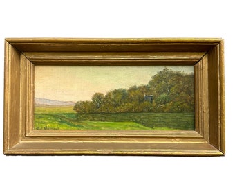 Ancienne Peinture à l'Huile sur Panneau Paysage par Reynaud, 1911