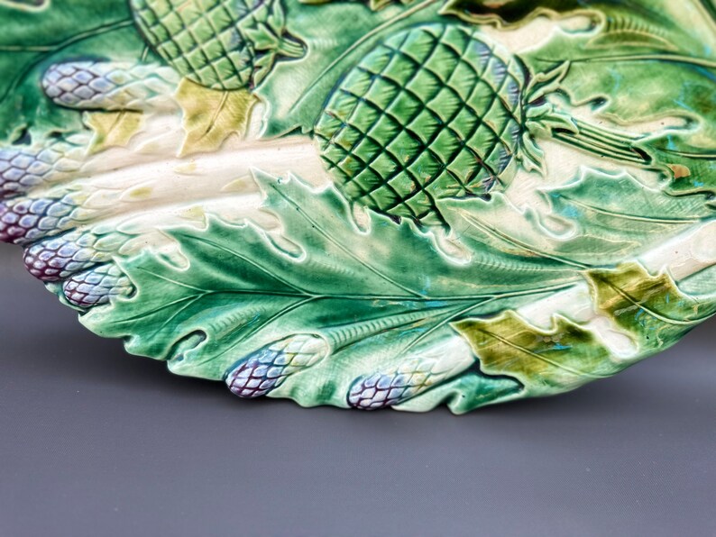 Antique French Majolica Serving Dish Asparagus and Artichoke Etsy