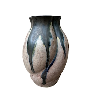 1930's Denbac stoneware vase, Art pottery, Geometric design, gift for her
