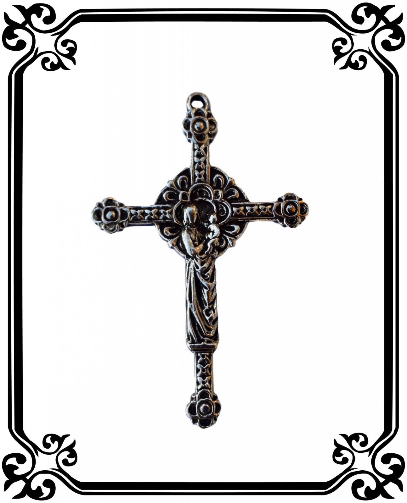 Antique Français Croix Celtique Religieuse Vierge Marie - Jésus Enfant, de Jésus