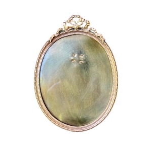 French Antique Brass and Gilt Bronze Photo Frame – Louis XVI Style – Early 1900s – Ribbon and Bow Décor – Vintage French Home Decor