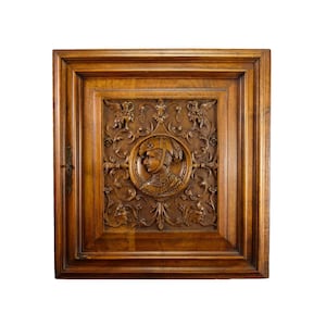 Vintage French Antique Gothic Carved Wood Cupboard Door 19th Century Architectural Decor
