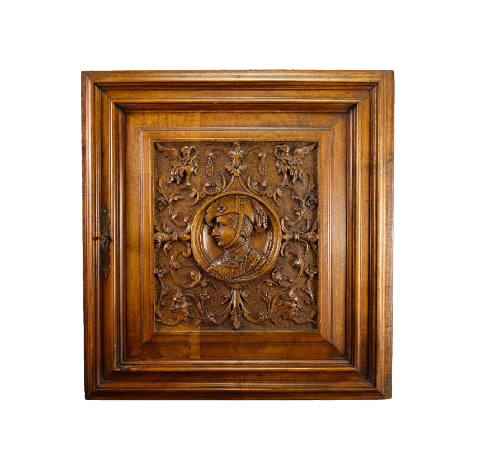 Vintage French Antique Gothic Carved Wood Cupboard Door 19th Century Architectural Decor