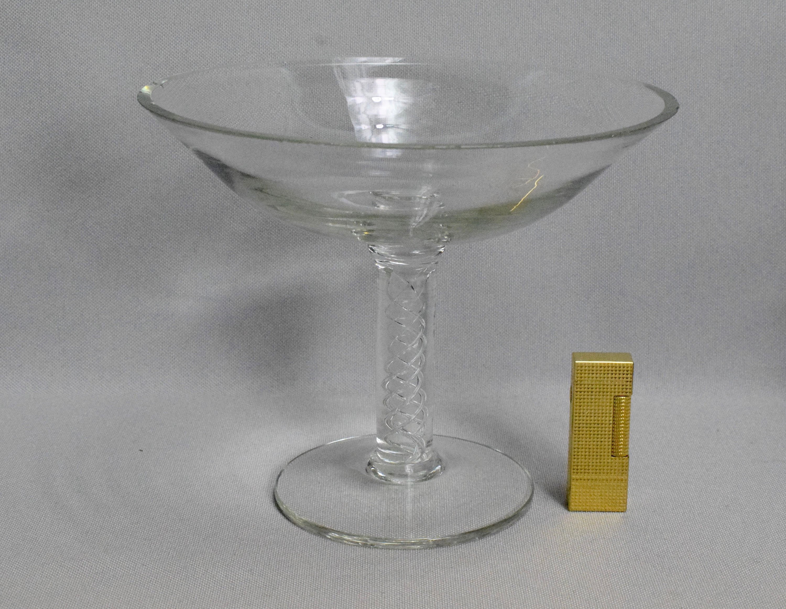 Rares Antique Français Du Xviiie Siècle Twist Cristal Bol Plat de Bonbons avec Socle Torsadé