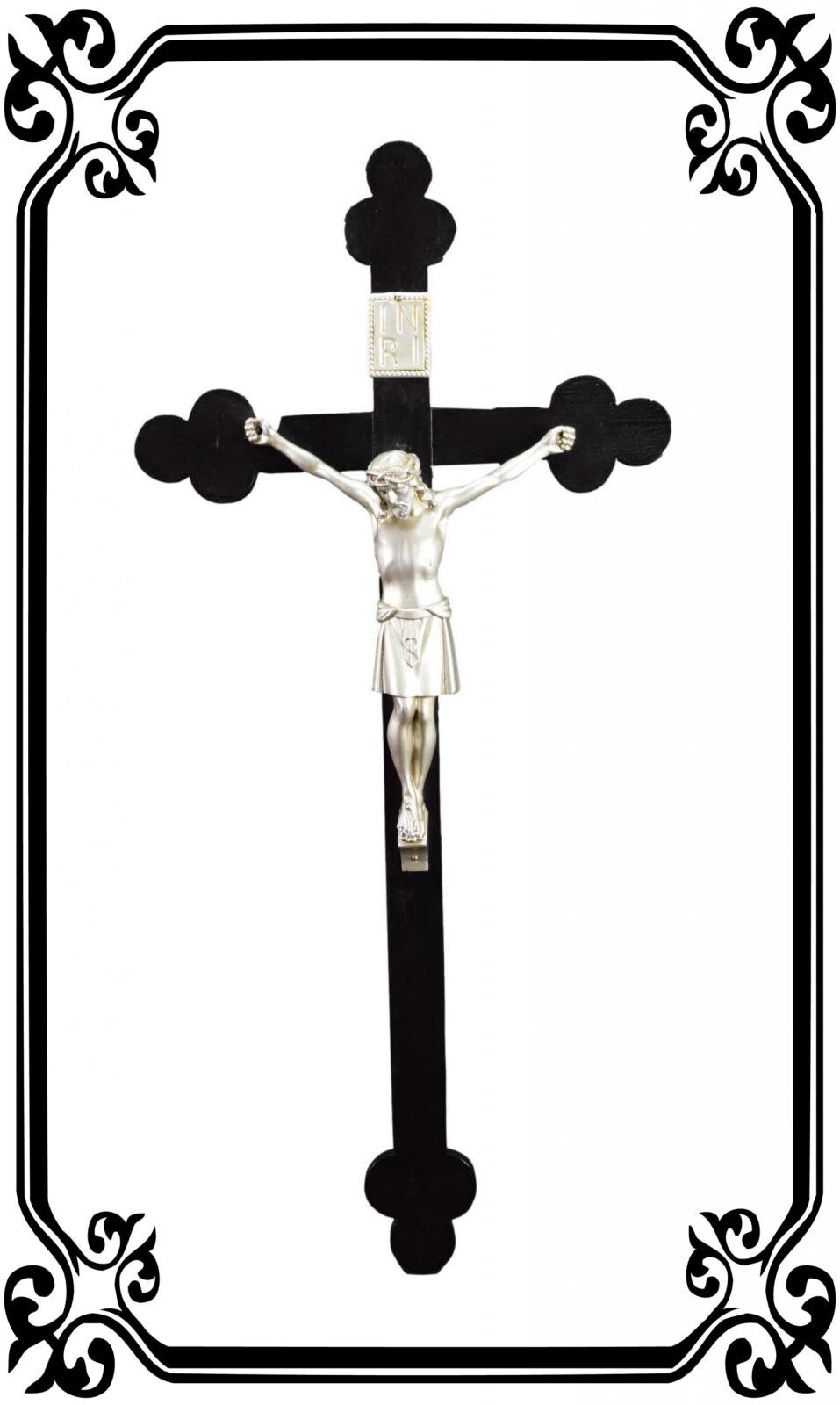 Vintage Français Antique Large Wall Cross Crucifix Napoléon 3 27 3/4 Pouces