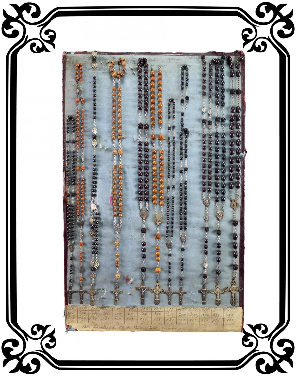 Affichage Vintage Français Rosaire en Corozo