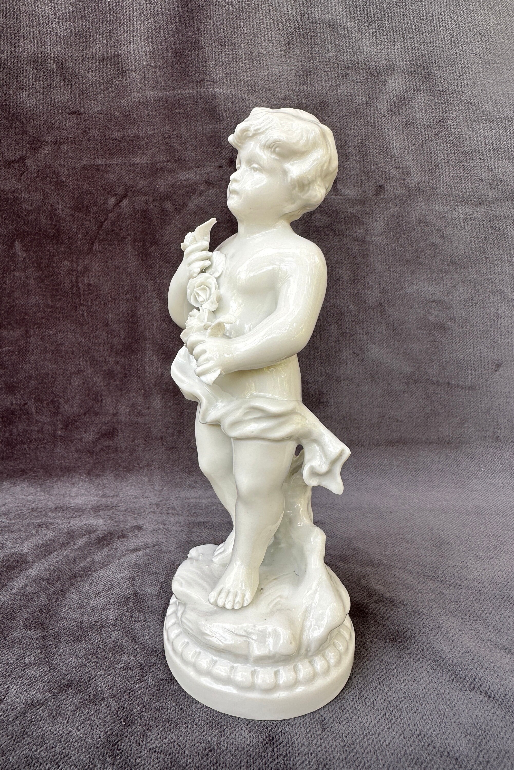 Italian Antique Capodimonte Porcelain Statue Putto Angels F Kegler