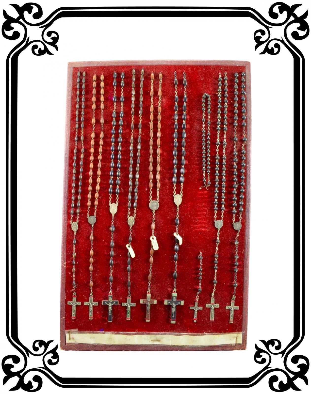 Affichage Français Rosaire en Bois Vintage