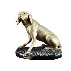 Escultura de terracota francesa vintage de GARNIER: estatua de perro de caza, decoración coleccionable