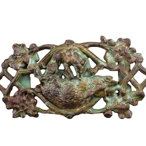 Antique French Cast Iron Scene Of Hunting Boar Wolf Panel Pediment