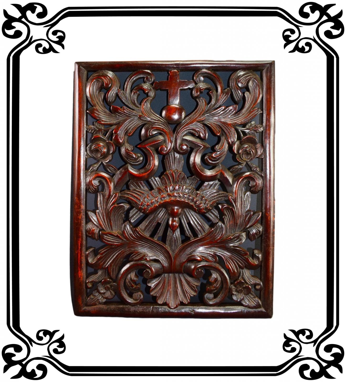 Vintage Français Antique Carved Religious Panel 19Ème