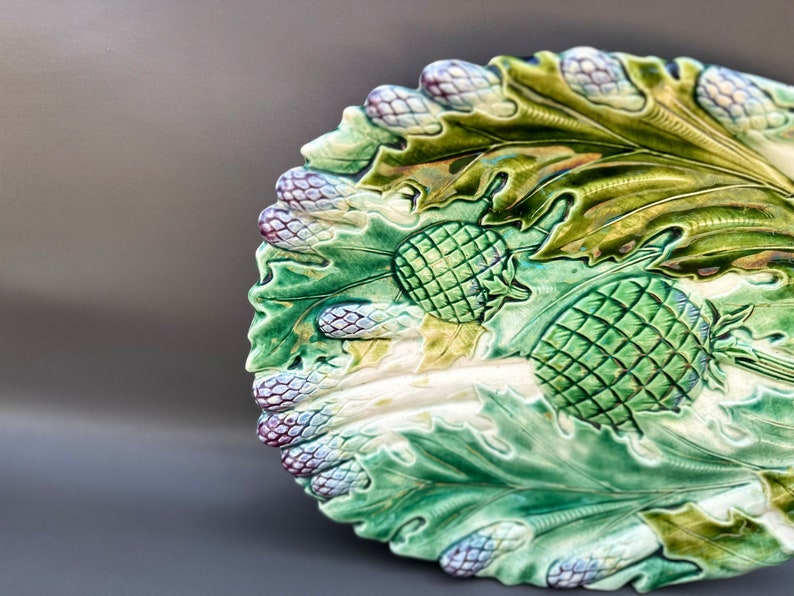 Antique French Majolica Serving Dish Asparagus and Artichoke Etsy