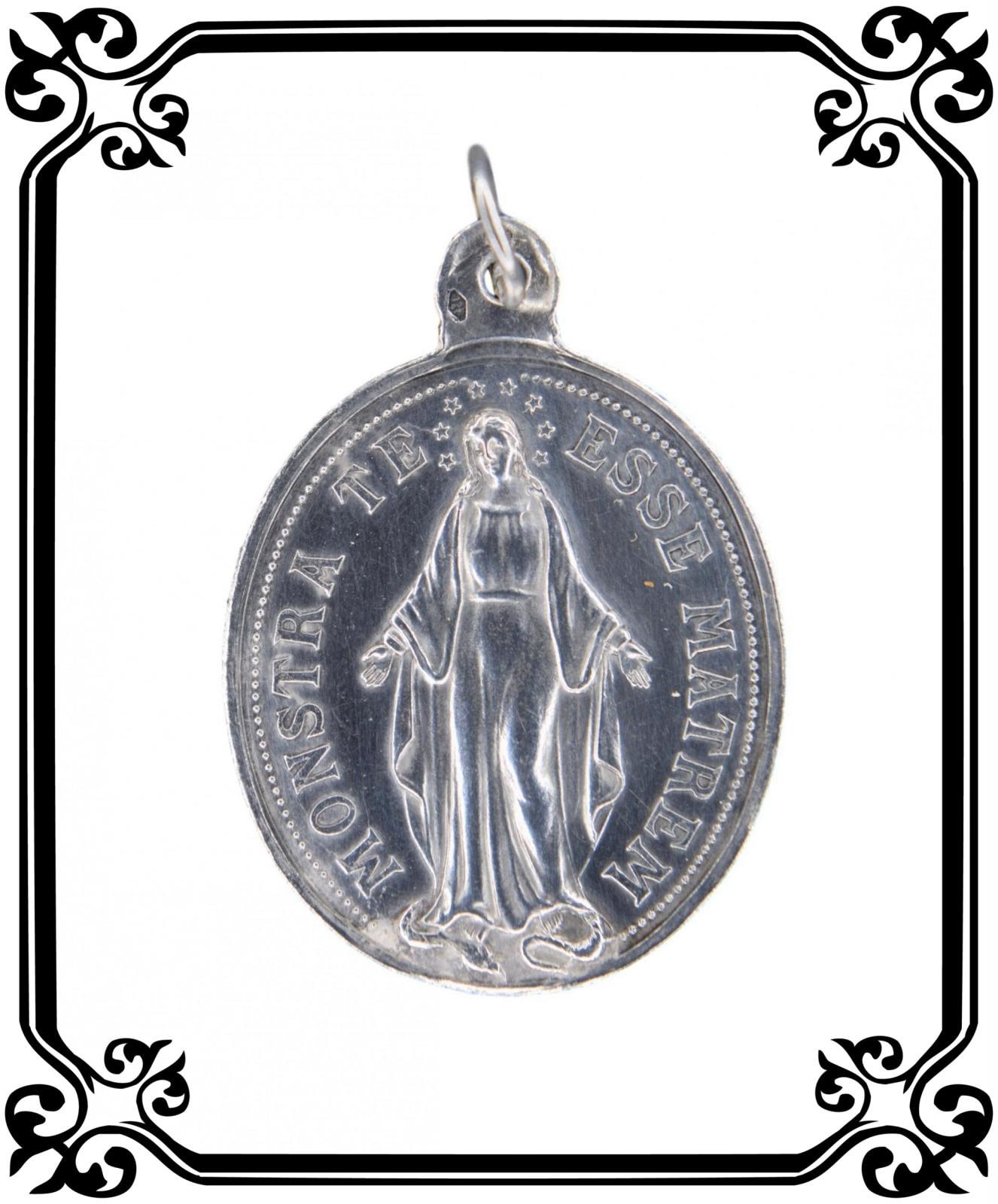 Grande Français Antique Religious Congregation Virgin Mary Children Medal Sterling Silver