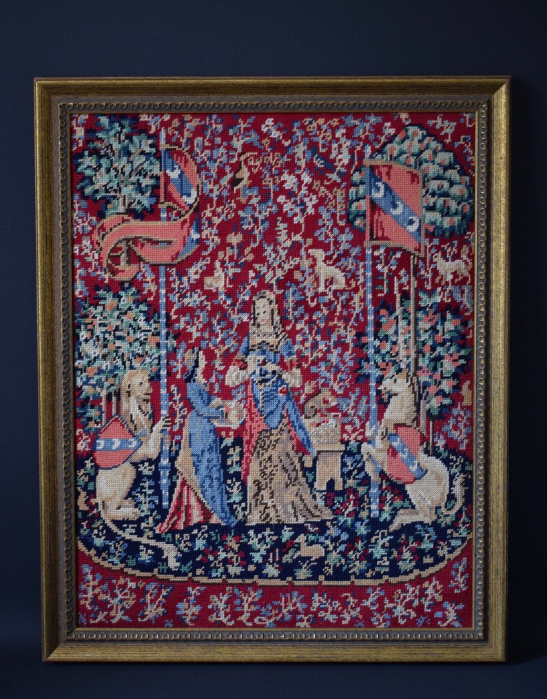 The Lady and the Unicorn Taste Needlepoint Wool Canvas Tapestry Wall