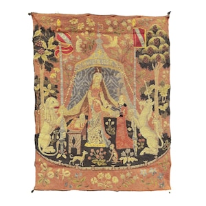 1950&#39;s Small-Stitch Tapestry The Lady and the Unicorn &quot; Mon Seul Desir&quot;
