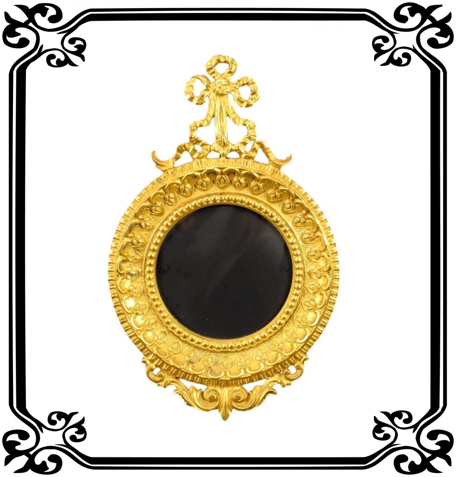 Cadre Antique Français Louis Xvi Bronze Round Photo Picture