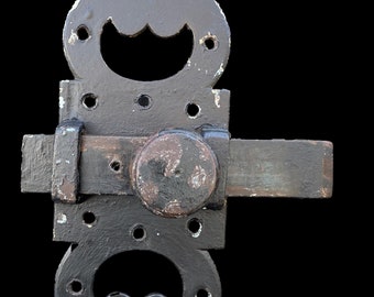 French Antique Large Castle Bolt Wrought Iron 19th