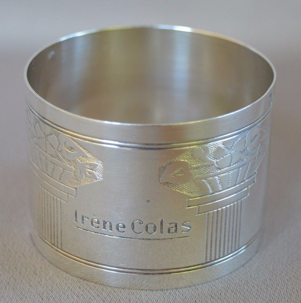 Français Antique Art Déco Sterling Silver Napkin Ring, Français Vaisselle