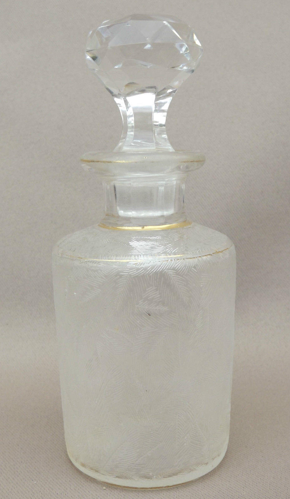 Français Ancien Baccarat Cristal Parfum Bouteille - Décor Doré & Frozen Commode Meuble de Parfum