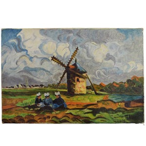 Pintura a óleo vintage Fauvismo Bretanha