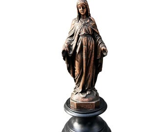 Antique French Virgin Mary Statue Copper Plated Regula Napoleon III