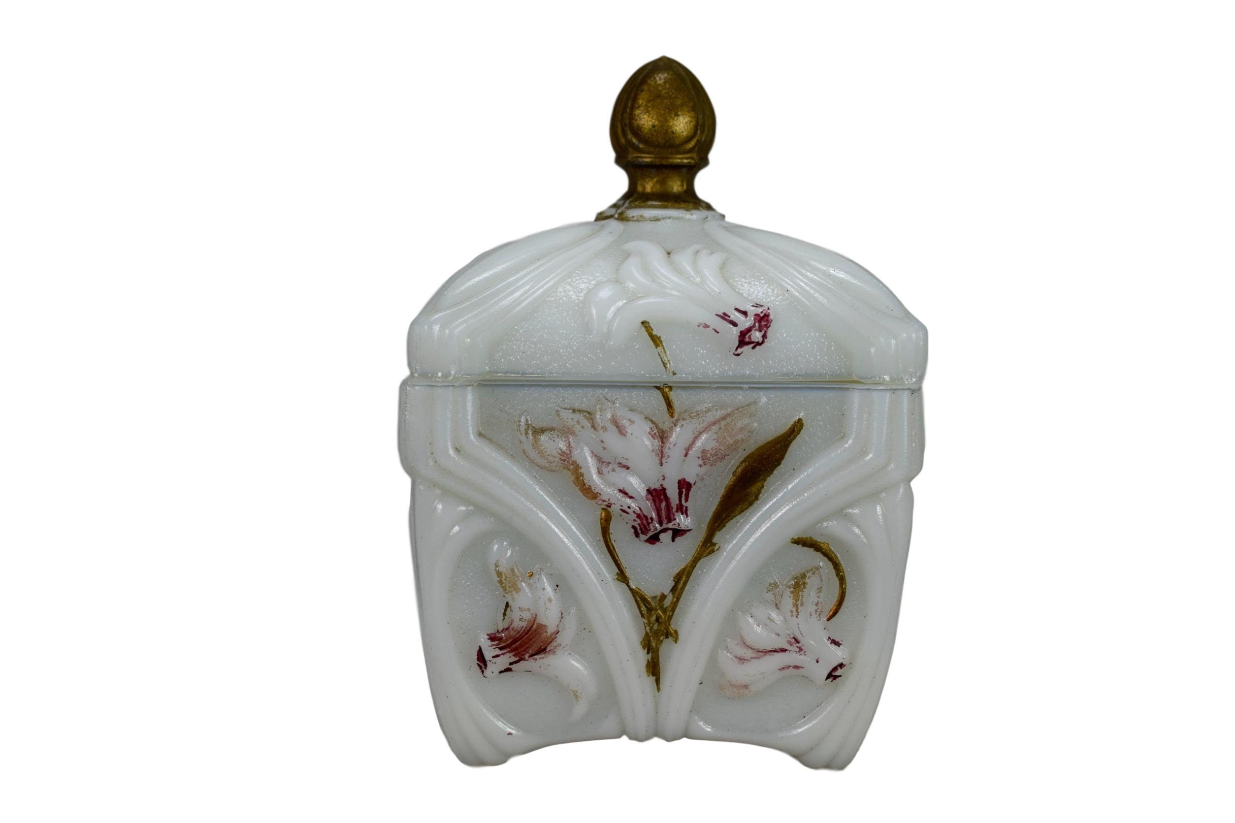Boîte en Opaline Blanche Français Vallerysthal Portieux, Antique Blanc Opaline Sweet Plat, Art Du Ve