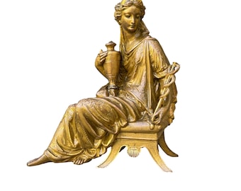 Antiek Frans verguld spelterstandbeeld, allegorie van de handel